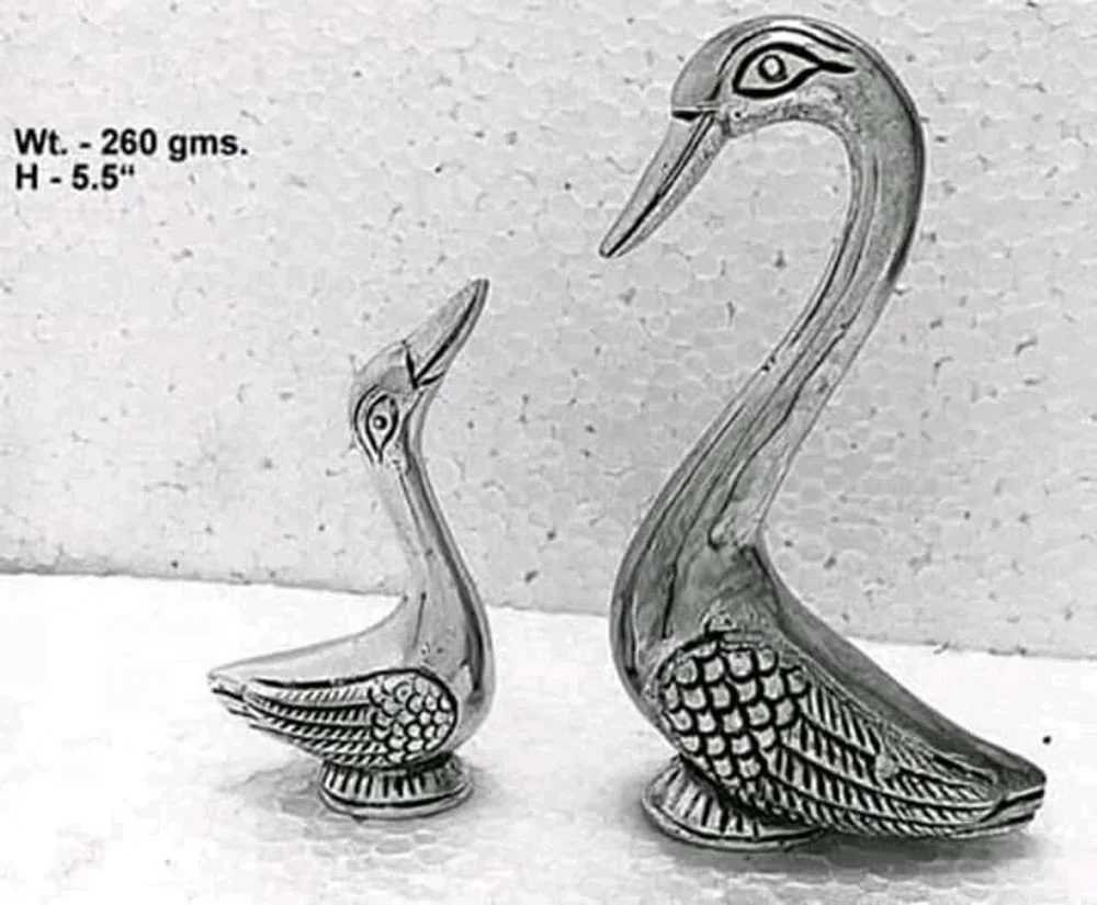 Silver Metal Swan Bird Sculpture - Home & Kitchen by Lav Craft