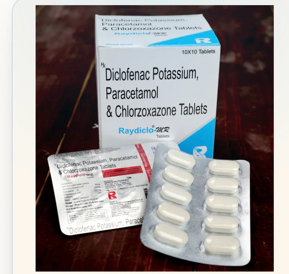Diclofenac Potassium, Paracetamol & Chlorzoxazone 500mg Tablets - Healthcare & Medical by Raytheon Pharmaceuticals