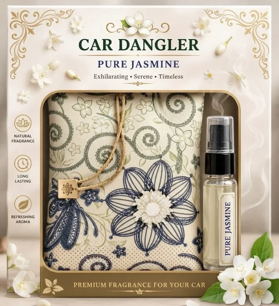 Car Dangler With 5 ML Spray Jasmine - Home & Kitchen by Brigis Herbal Products