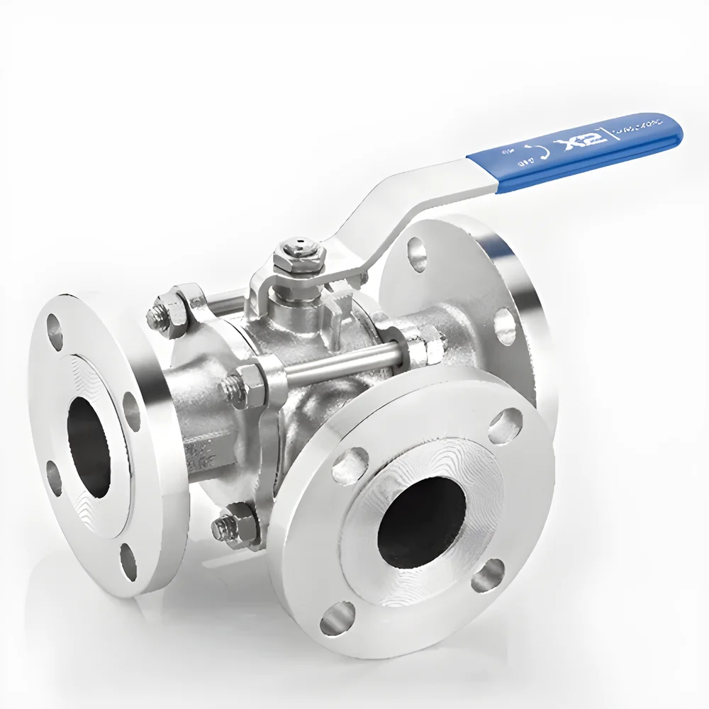 3 Way Flanged End Ball Valve in Stainless Steel - Industrial Supplies & Tools by JD Tech Industries