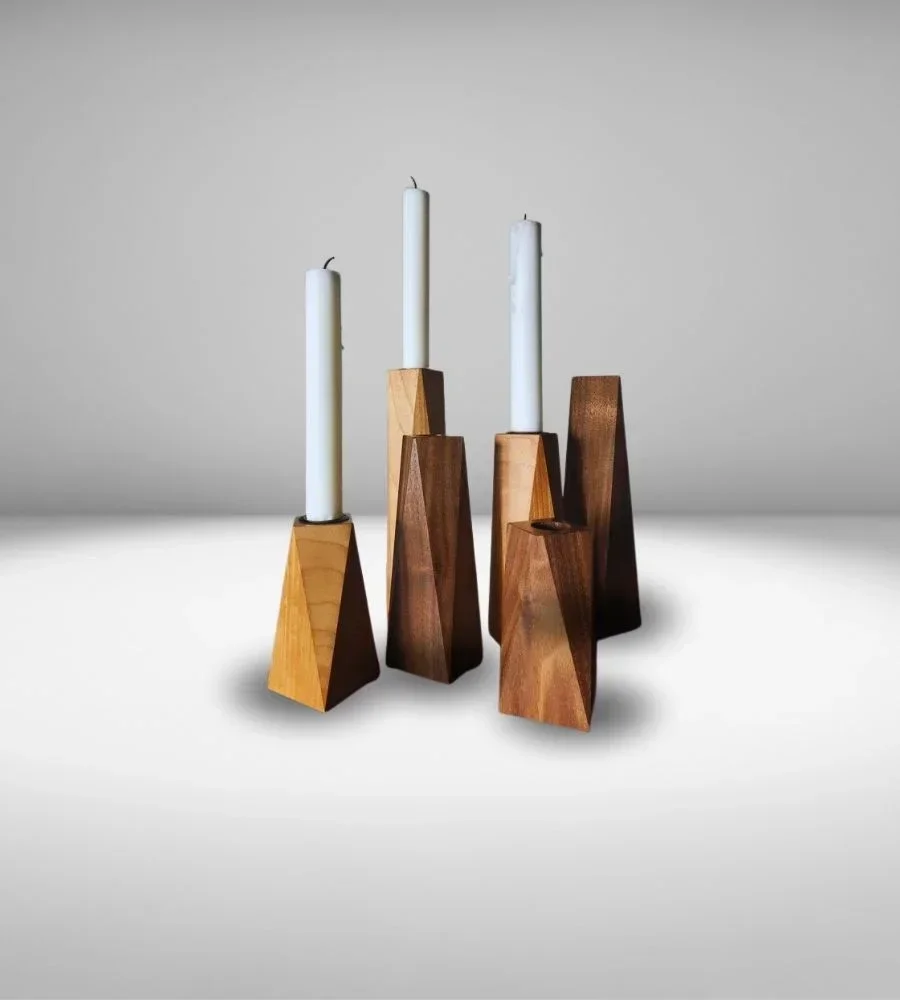 Handcrafted Wood Pillar Candle Holders - Home & Kitchen by Razvi Exports
