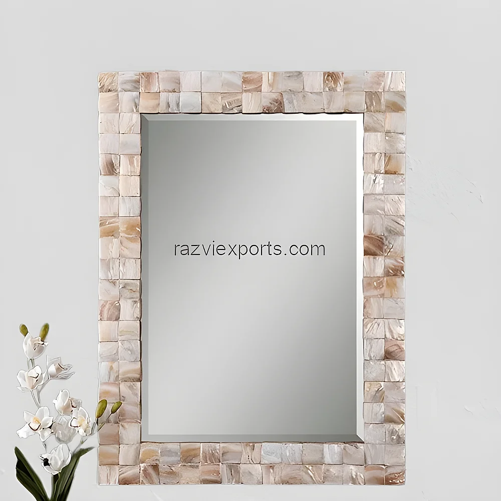Rectangle Mother of Pearl Wall Mirror - Furniture & Interiors by Razvi Exports