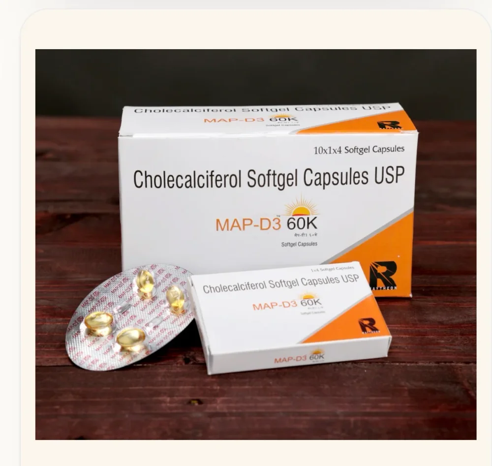 Cholecalciferol 60,000 IU Softgel Capsules - Healthcare & Medical by Raytheon Pharmaceuticals