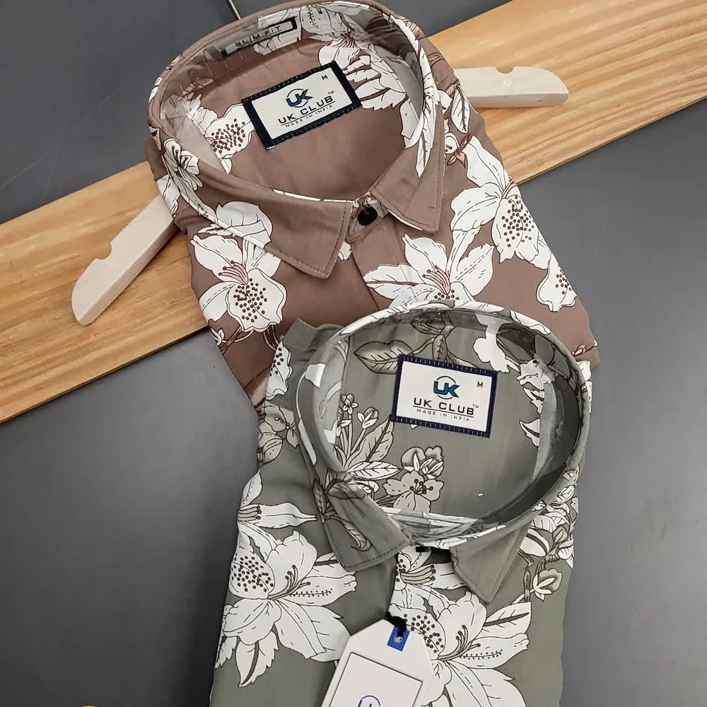 Uk Club Premium Floral Printed Shirt - Textiles & Apparel by Sri Jalaram Garments