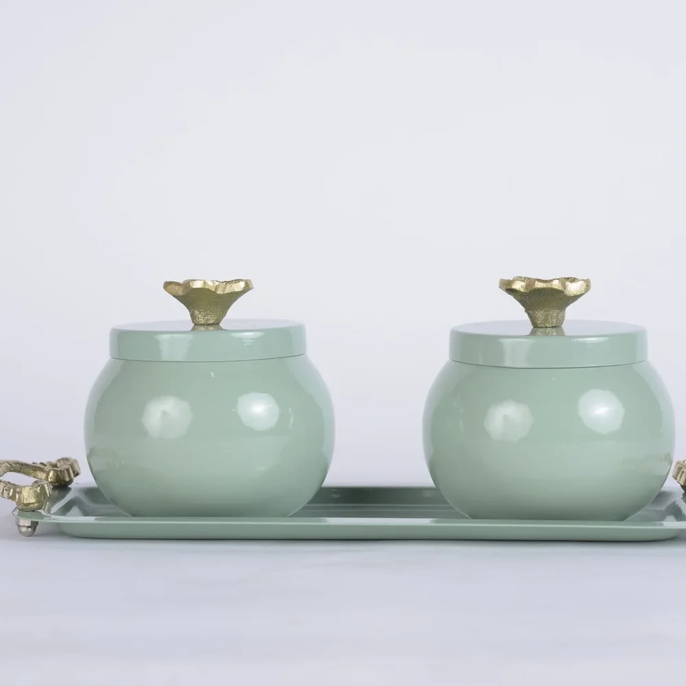 Aqua Storage Jars with Tray - Home & Kitchen by Deewin Dreamz