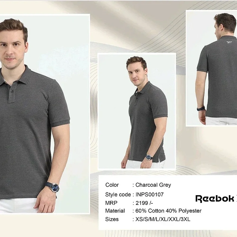 Reebok Poly Cotton Polo Neck T-Shirt - Textiles & Apparel by Lotus Gifting Solutions
