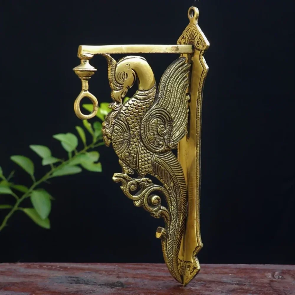 Brass Peacock Wall Hanging Bracket - Home & Kitchen by Craftsview