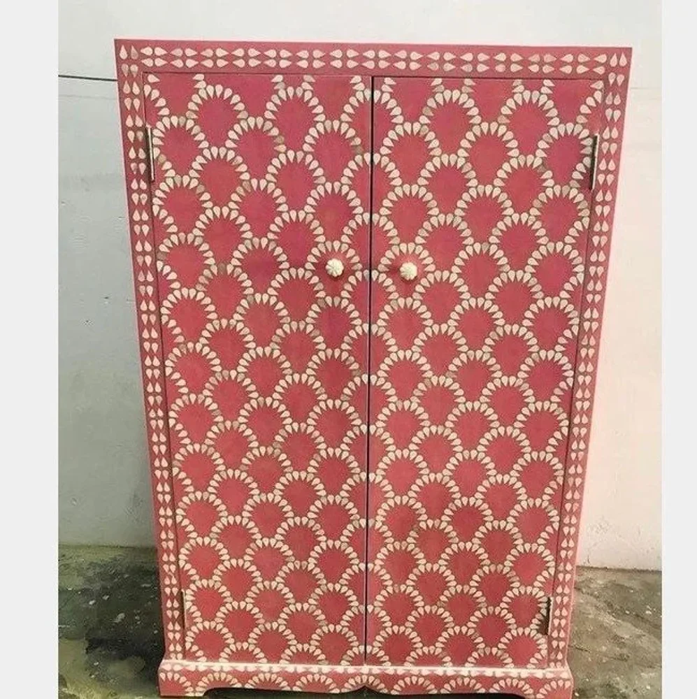 Pink Bone Inlay Cupboard - Furniture & Interiors by Razvi Exports