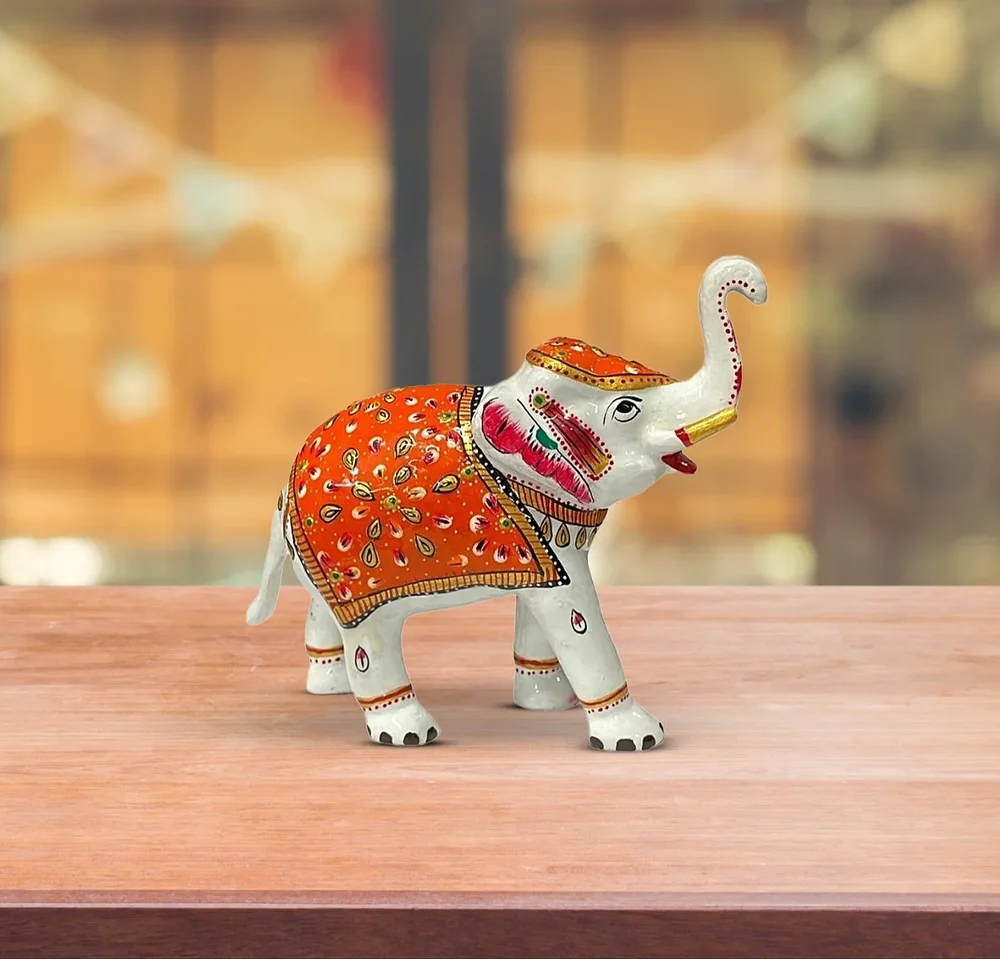 Metal Meenakari Elephant Decor Piece - Home & Kitchen by Lav Craft