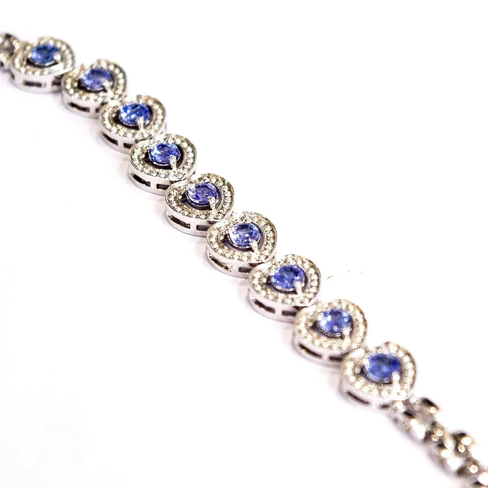 4 mm Tanzanite Heart Silver Bracelets - Gems & Jewelry by Zairish Global