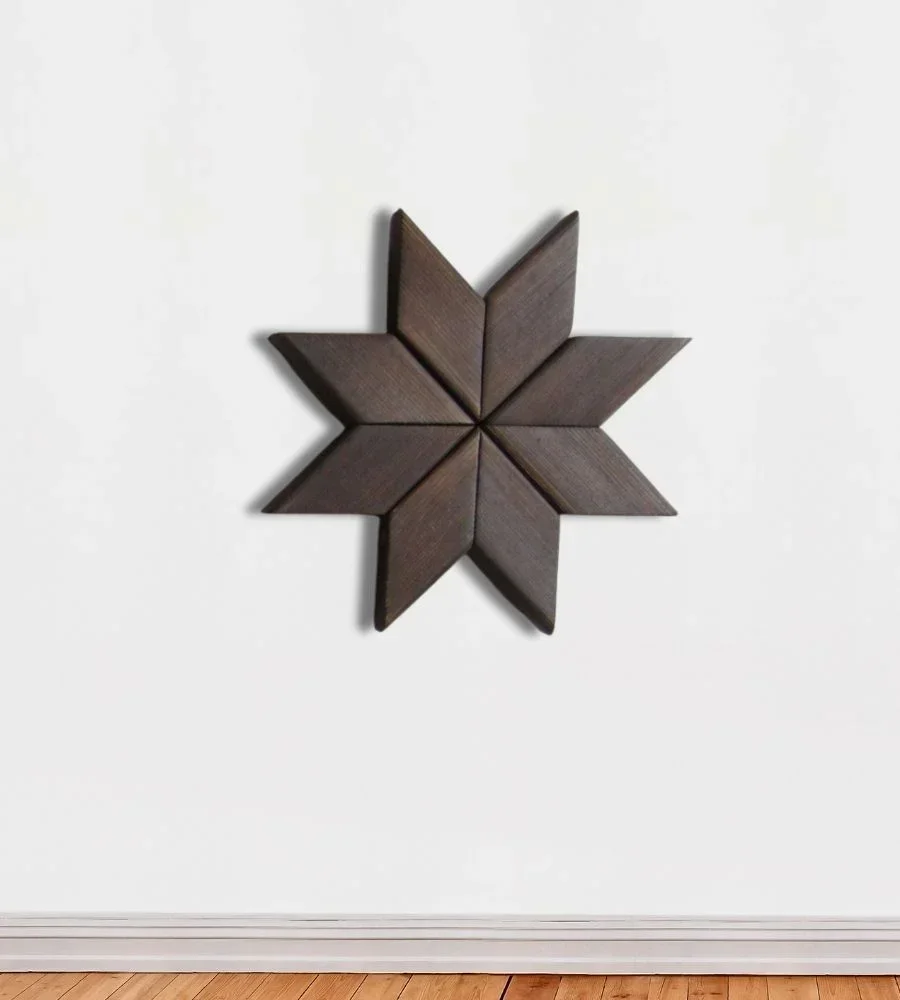 12 Inch Walnut Wood Star Wreath - Home & Kitchen by Razvi Exports