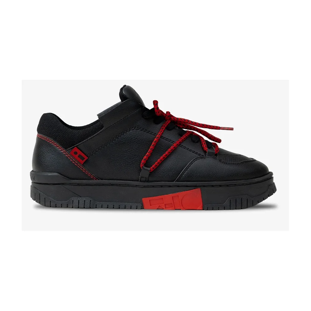 7-10 702 Black & Red Vegan Low-Top Sneaker - Footwear, Bags & Leather Goods by Disruptive Fashion Pvt. Ltd.