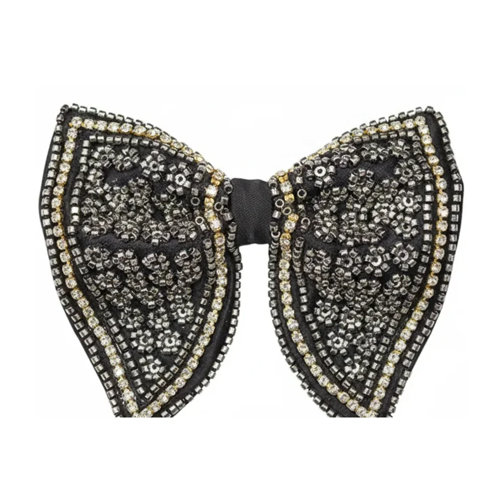 Hand-Embroidered Butterfly Bow Tie with Beadwork - Textiles & Apparel by G M Apparels