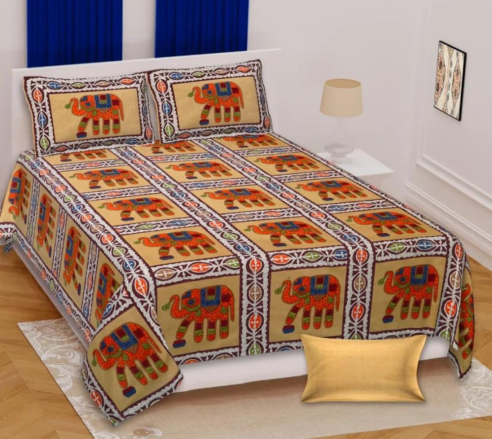 Super King Cotton Bedsheet with Elephant Design - Textiles & Apparel by Shriex Enterprises