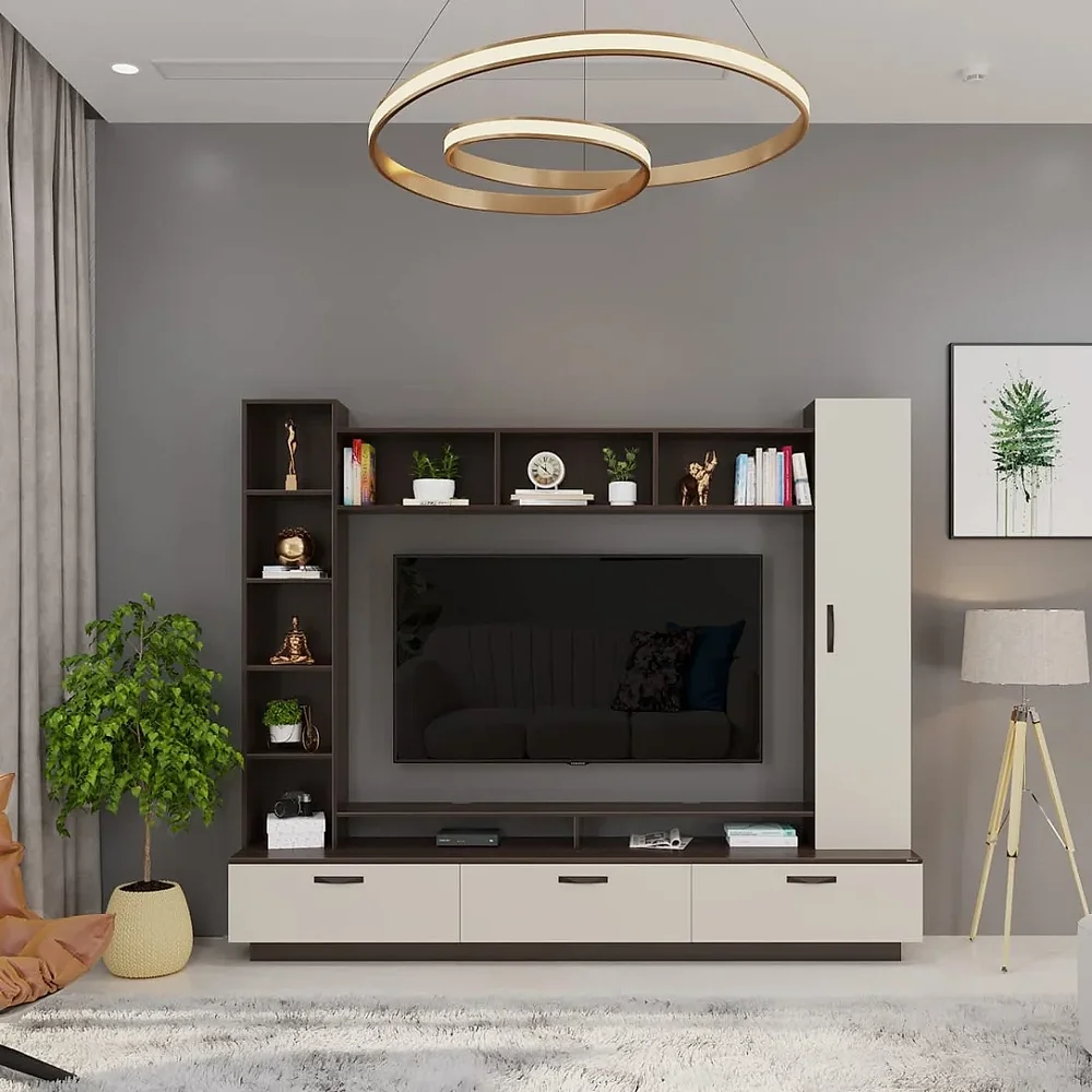 Engineering Wood TV Entertainment Unit with Shelves - Furniture & Interiors by Upcycle Furnishing India