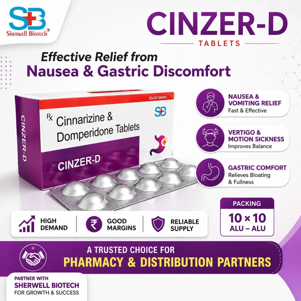 Cinzer-D Cinnarizine Domperidone Tablets - Healthcare & Medical by Sherwell Biotech