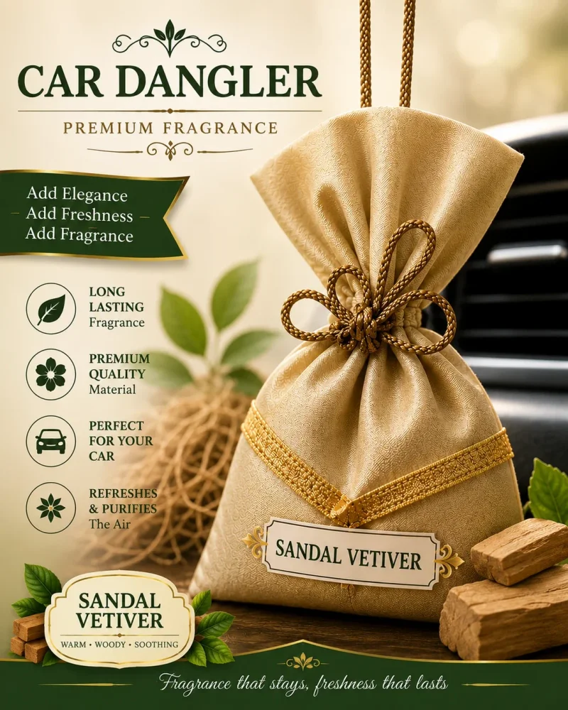 Sandal Vetiver Car Spray Dangler - Home & Kitchen by Brigis Herbal Products