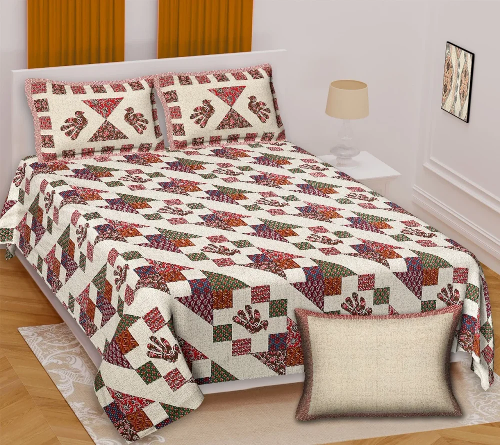 Barmeri Print Cotton King Size Bedsheet with 2 Pillow Covers - Textiles & Apparel by Shriex Enterprises