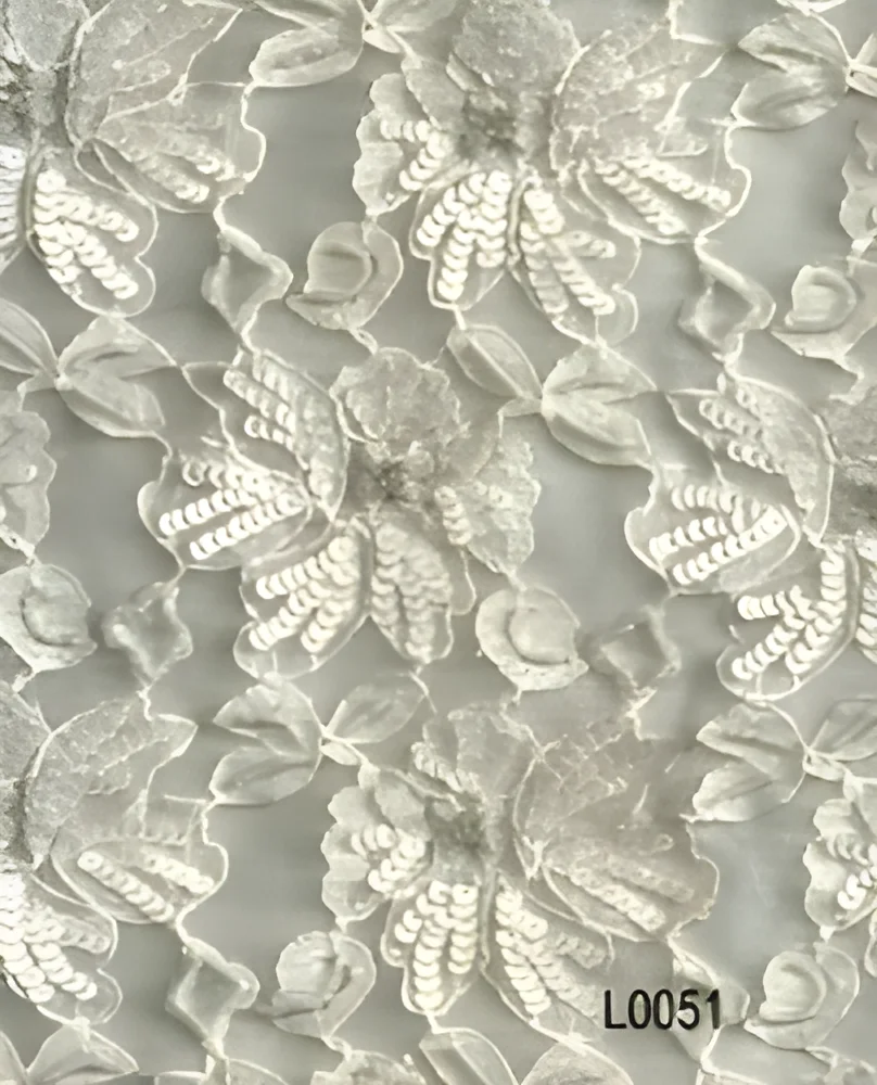 Hand Beaded Embroidered Lace Fabric - Textiles & Apparel by Nandys 13
