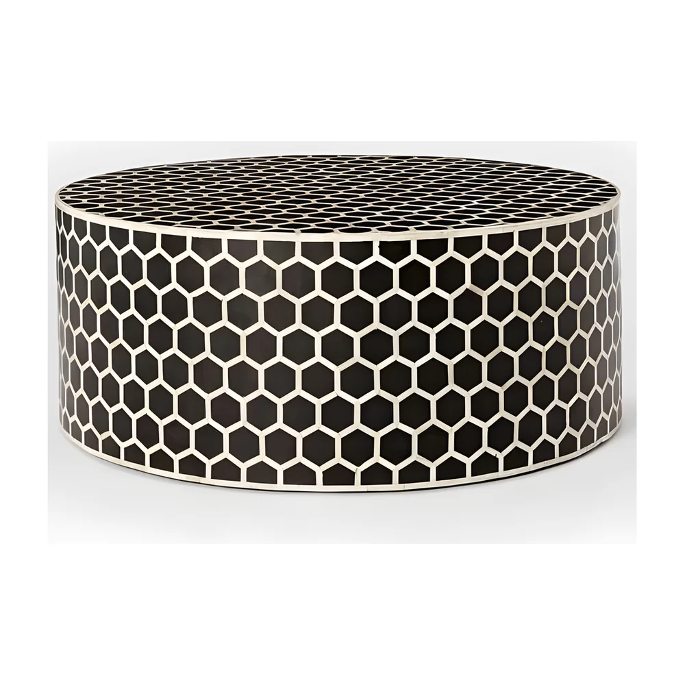 Bone Inlay Round Coffee Table - Furniture & Interiors by Razvi Exports