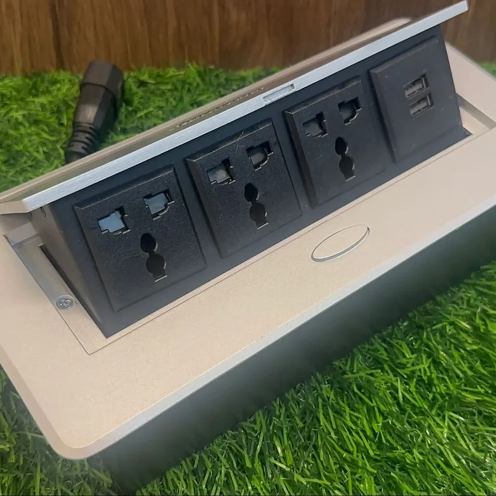 Audiovan Hydraulic Pop-up Floor Box with 3 Power Outlets and 2 USB Ports - Electronics & Electrical by Audiovan Tech Mumbai