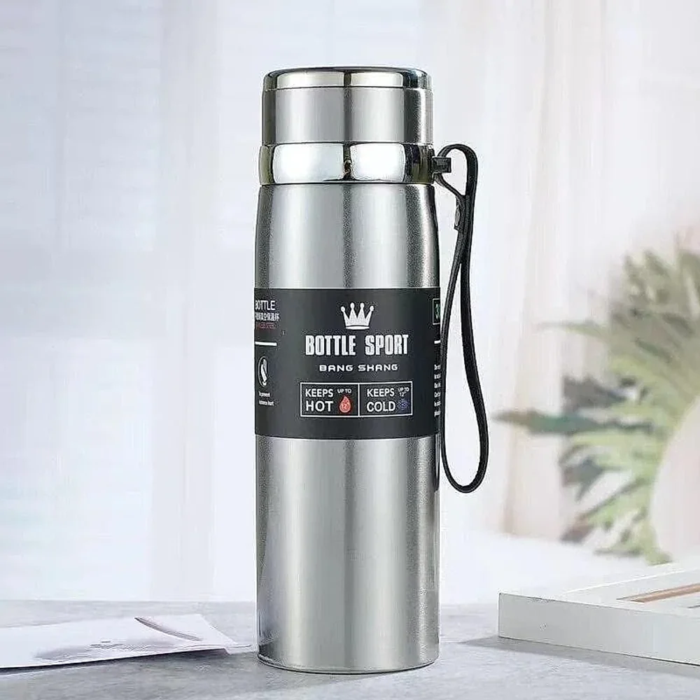 800 Ml Insulated Water Bottle, Stainless Steel Double Wall Vacuum Bottle With Cup Lid, - Home & Kitchen by Ibni Pvt. Ltd.