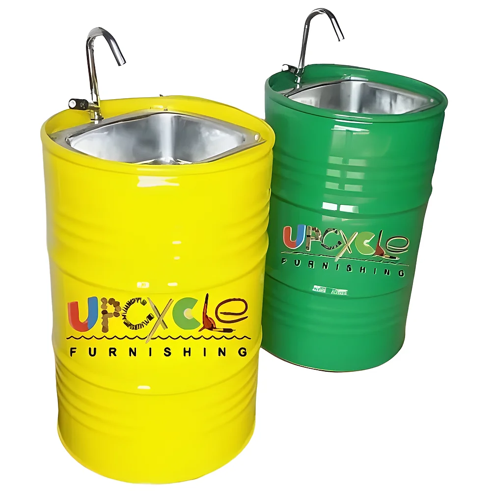 Reclaimed Barrel Wash Basin with SS Tap - Construction & Building Materials by Upcycle Furnishing India