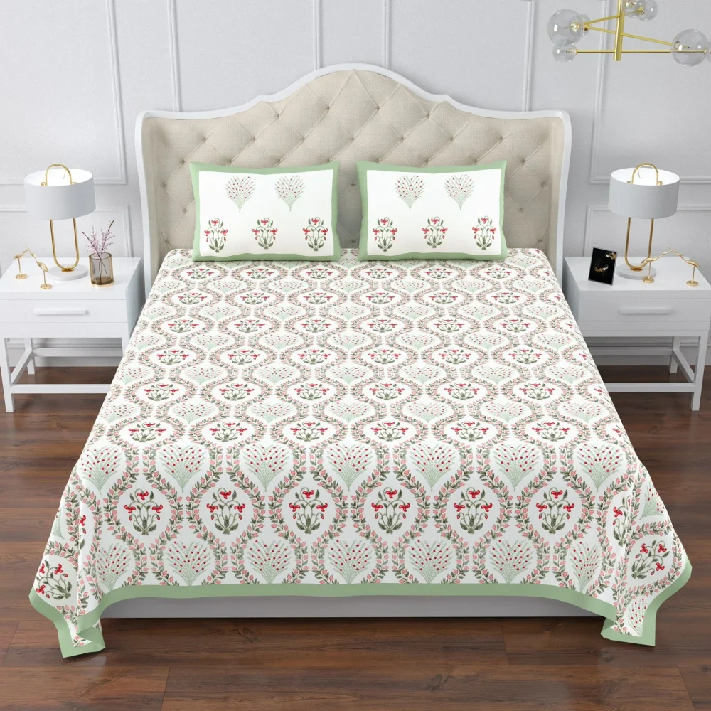 Shriex Super King Cotton Bedsheet 108x108 Inch - Pastel Medallion Floral Print - Textiles & Apparel by Shriex Enterprises