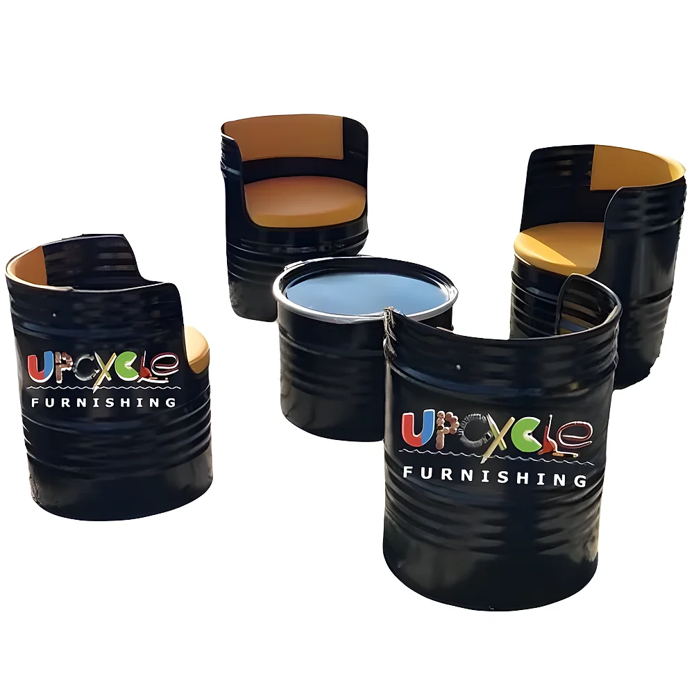 Barrel 4 Seater Furniture Set with Table - Furniture & Interiors by Upcycle Furnishing India