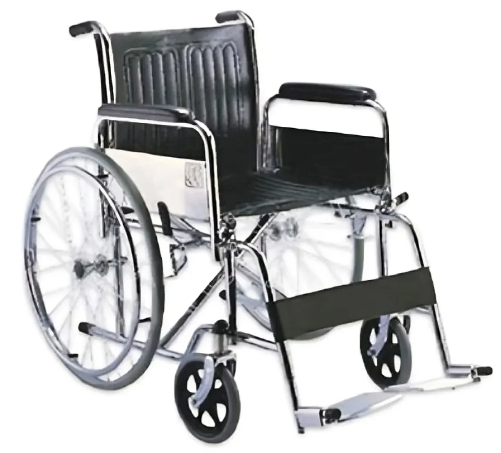 Manual Hospital Wheelchair with Chrome Plated Mild Steel Frame - Healthcare & Medical by Medicom International