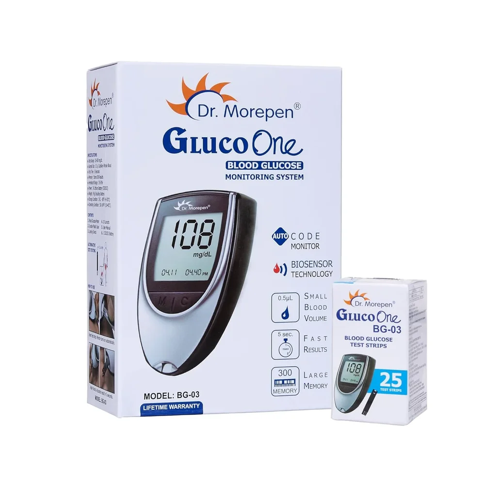Dr. Morepen GlucoOne Blood Glucose Monitor Kit with 25 Strips - Healthcare & Medical by Accurate Surgicals