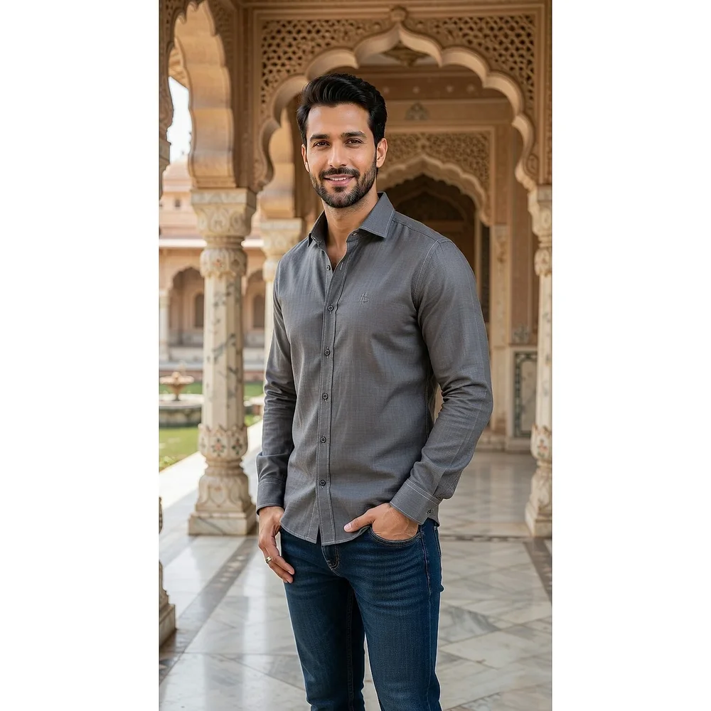 Dark Grey Cotton Regular Fit Casual Shirt - Textiles & Apparel by G M Apparels