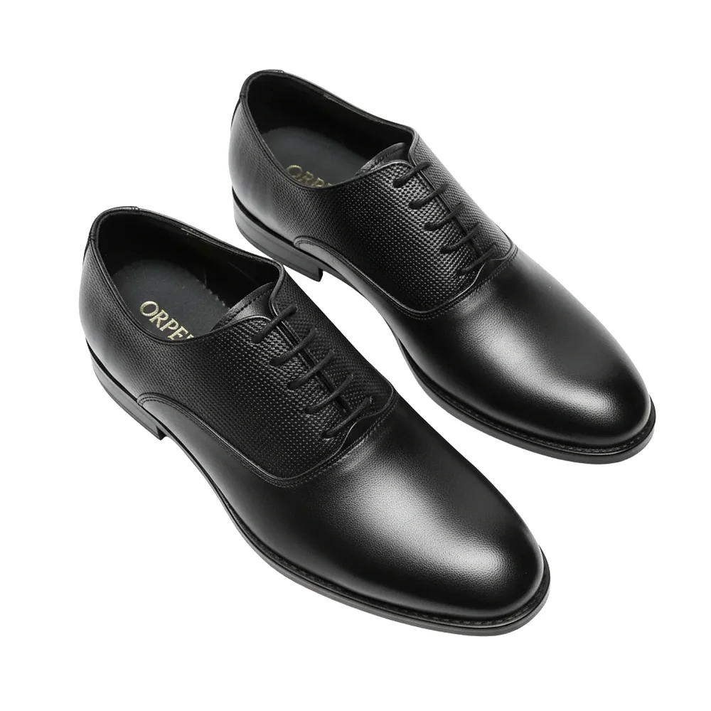 ORPERS Black Plain-Toe Textured Genuine Leather Oxford Shoes - Footwear, Bags & Leather Goods by Axus Align
