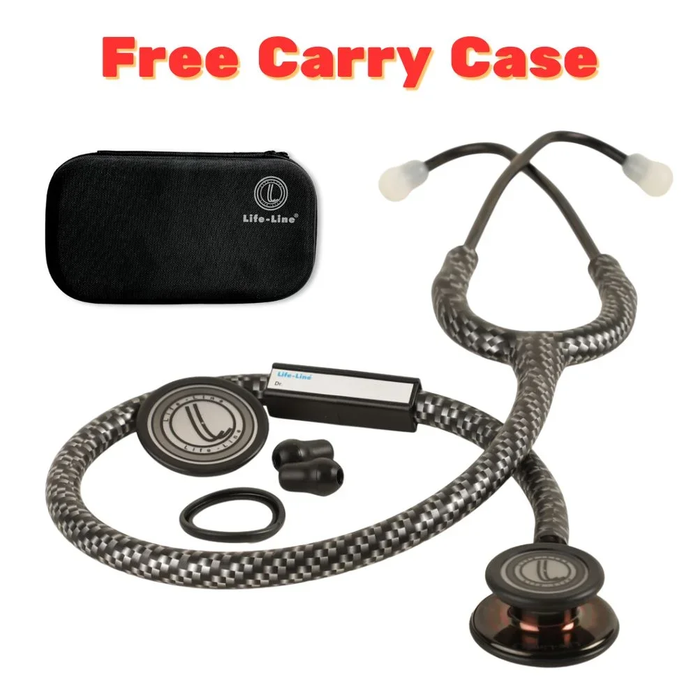 LIFE LINE MIDNIGHT CARBON II Stethoscope with Dual Side Diaphragm - Healthcare & Medical by Accurate Surgicals