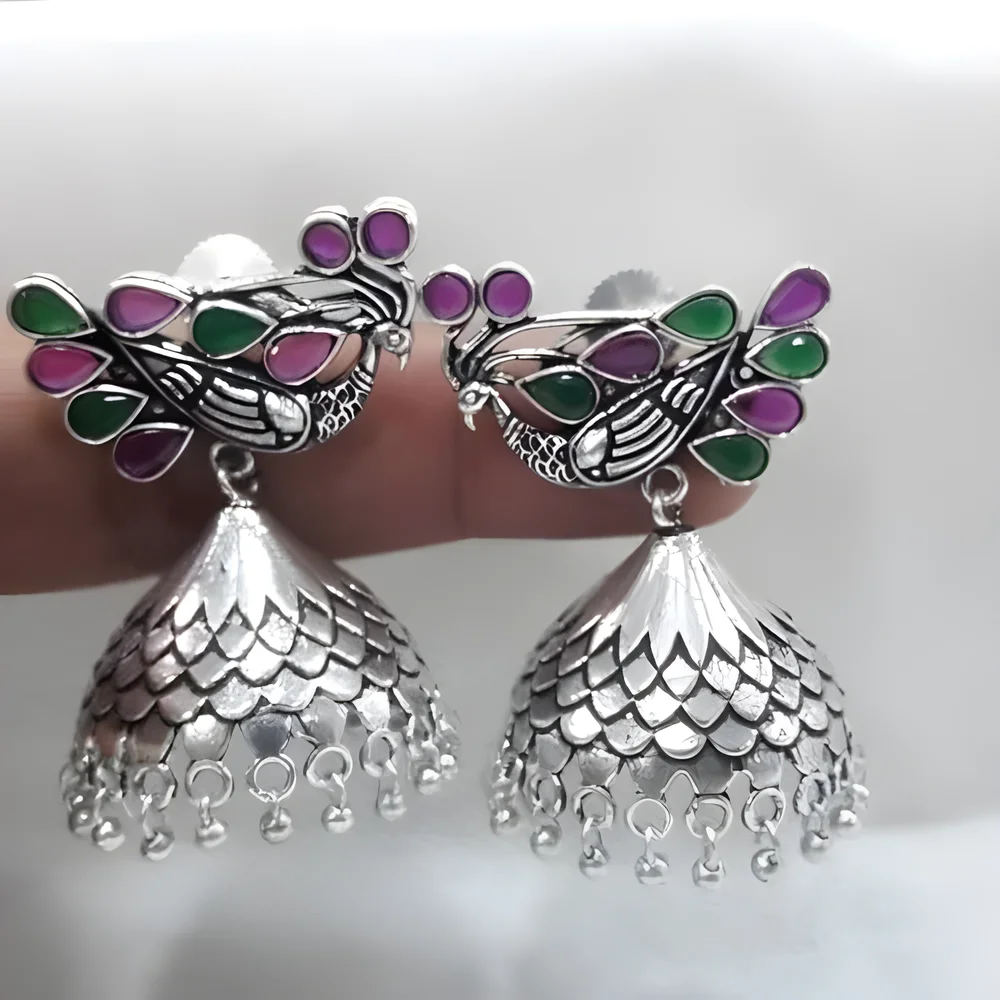 Ladies Fashion Silver Earrings - Gems & Jewelry by Jaya Jems Impex