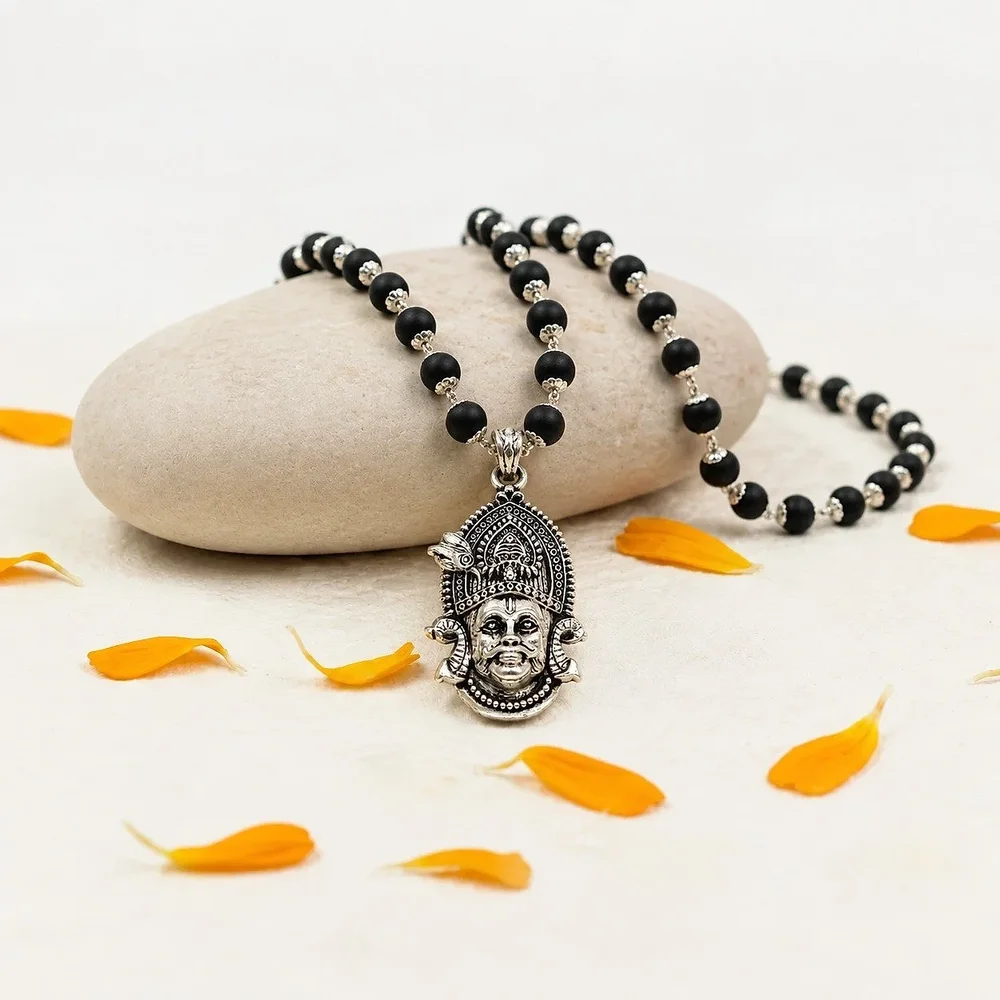 Khatushyam Pendant With Karungali Mala - Handicrafts & Gifts by C.luniaandsons