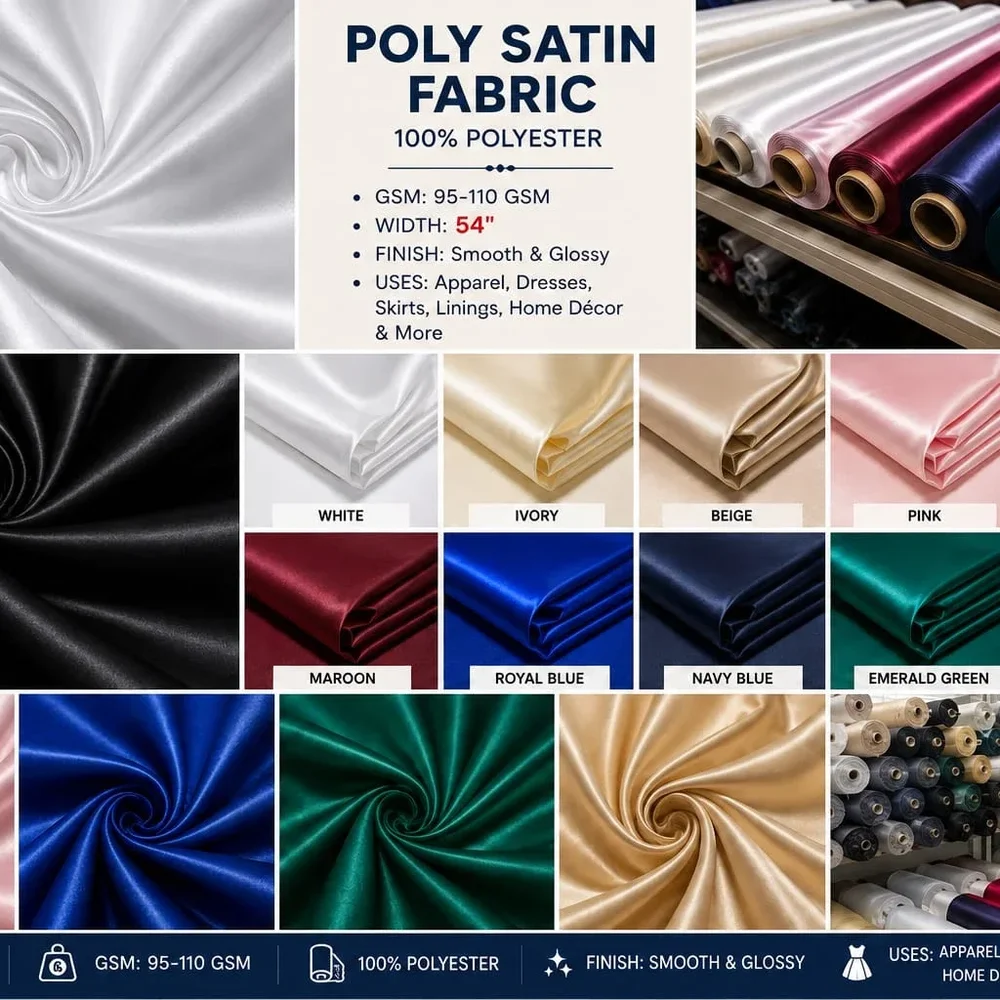 Polyester Satin Fabric - Textiles & Apparel by Weavon Tex India