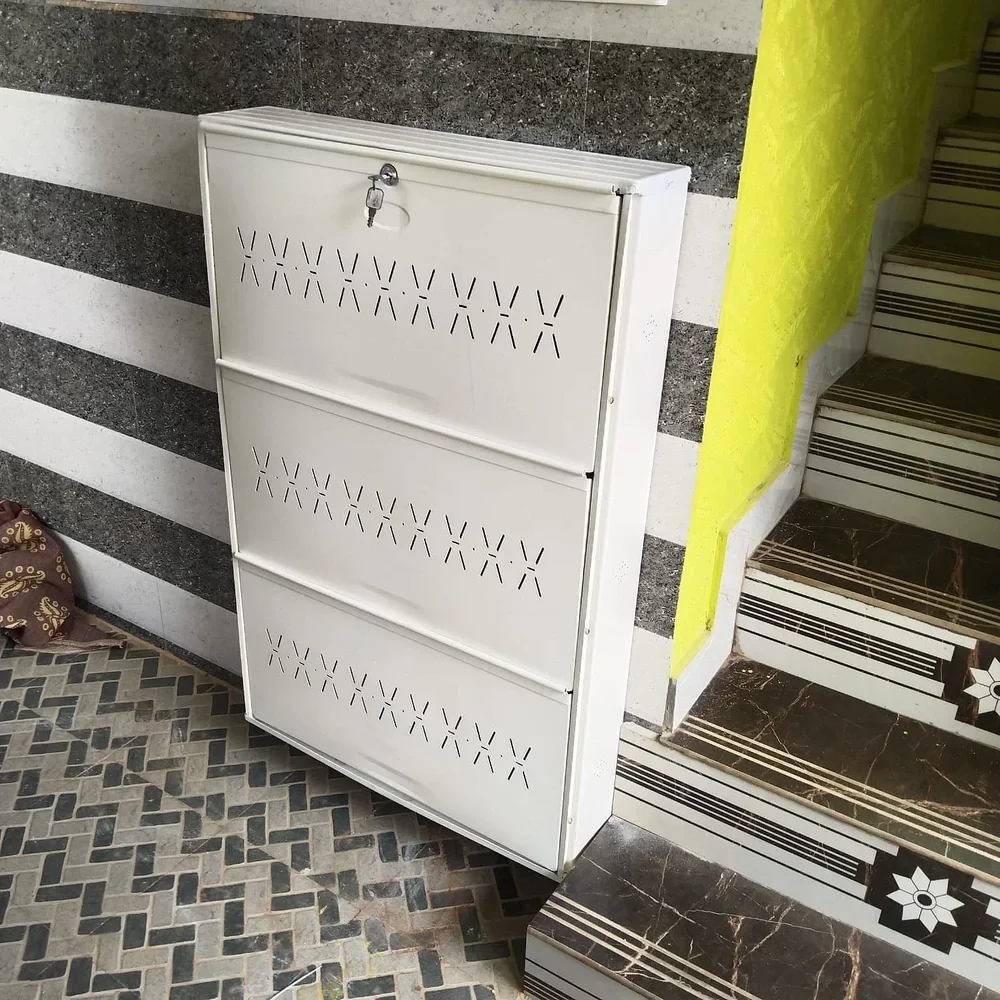 Wall-mounted Metal Shoe Rack with 3 Shelves - Furniture & Interiors by Blinkfirst