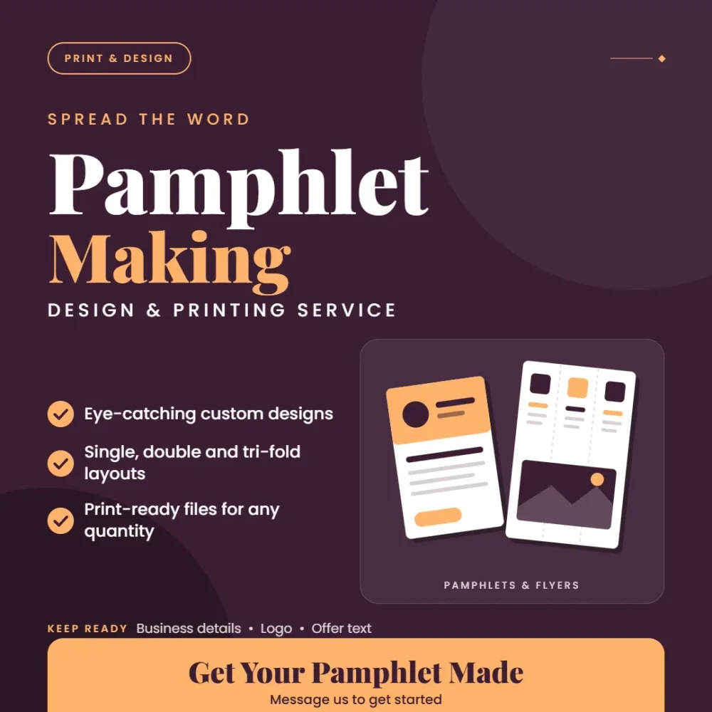 Custom Pamphlet Design Service - Business & Professional Services by Krishna Consultancy Services