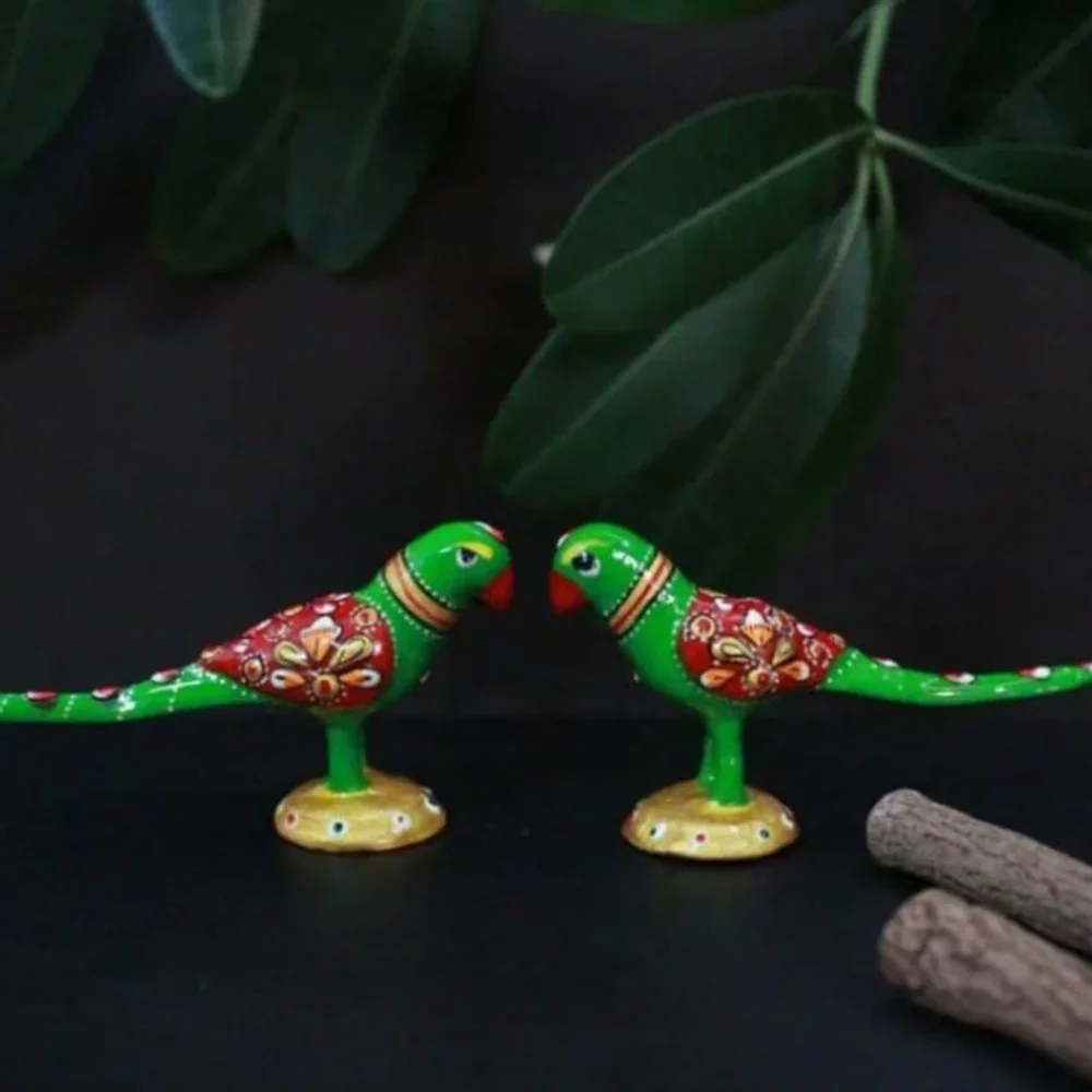 Handmade Antique Finish Metal Parrot Showpiece - Home & Kitchen by Lav Craft
