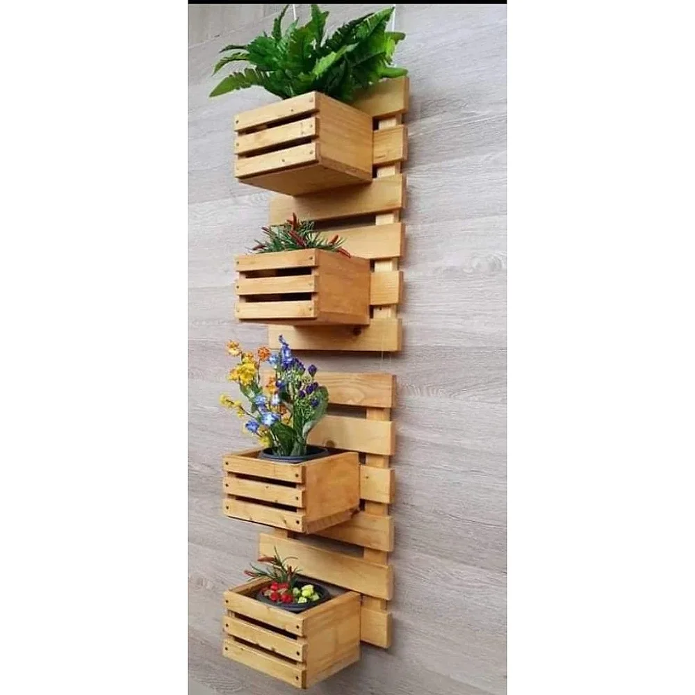 Indoor Wood Planter Stand - Home & Kitchen by Upcycle Furnishing India