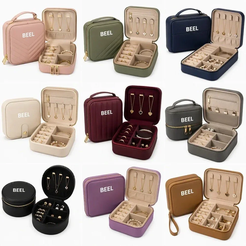 PU Leather Jewellery Travel Case with Zip Closure - Home & Kitchen by Beel Bags