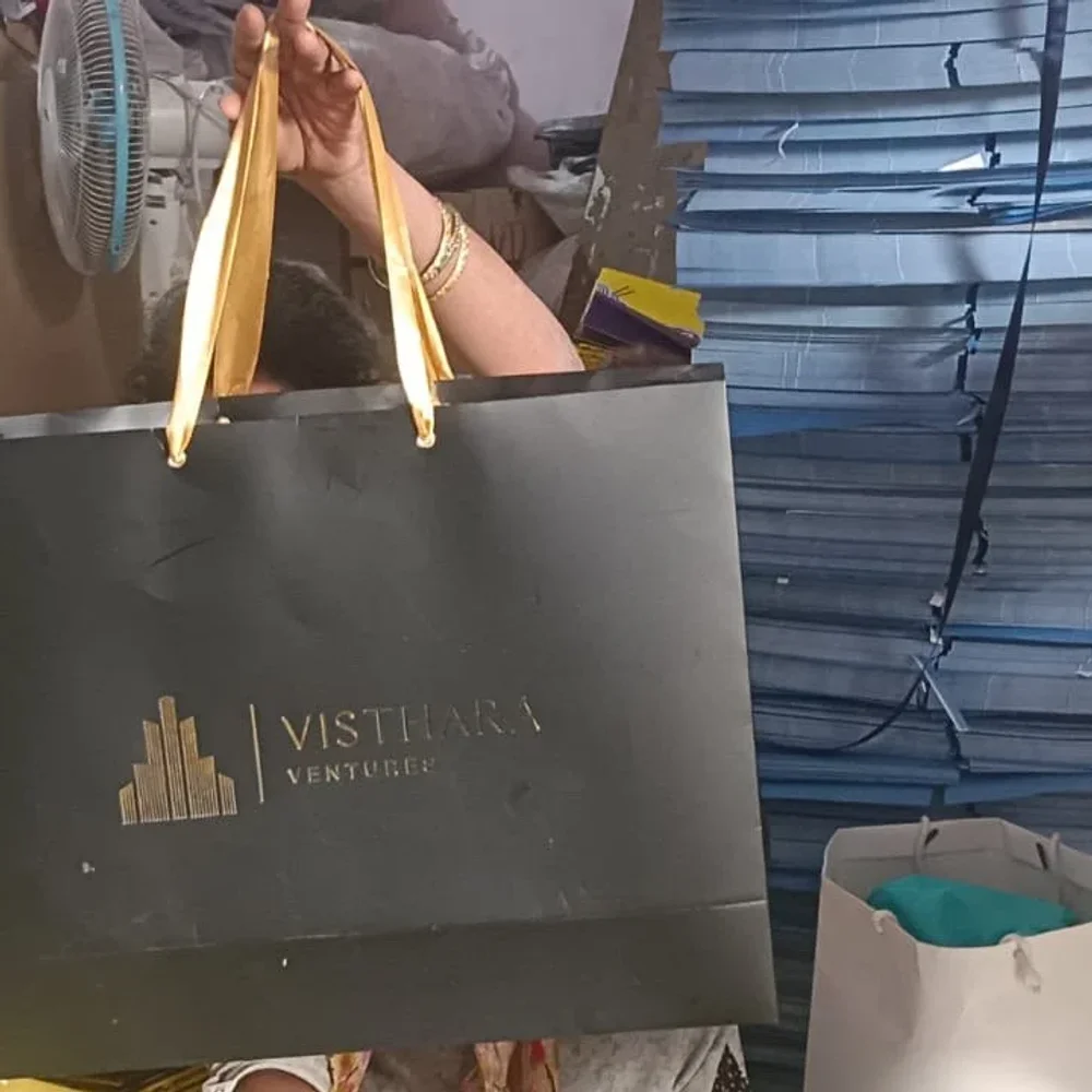 Paper Gift Bag with Satin Ribbon Handle - Handicrafts & Gifts by Hindustan Handmade Paper Products