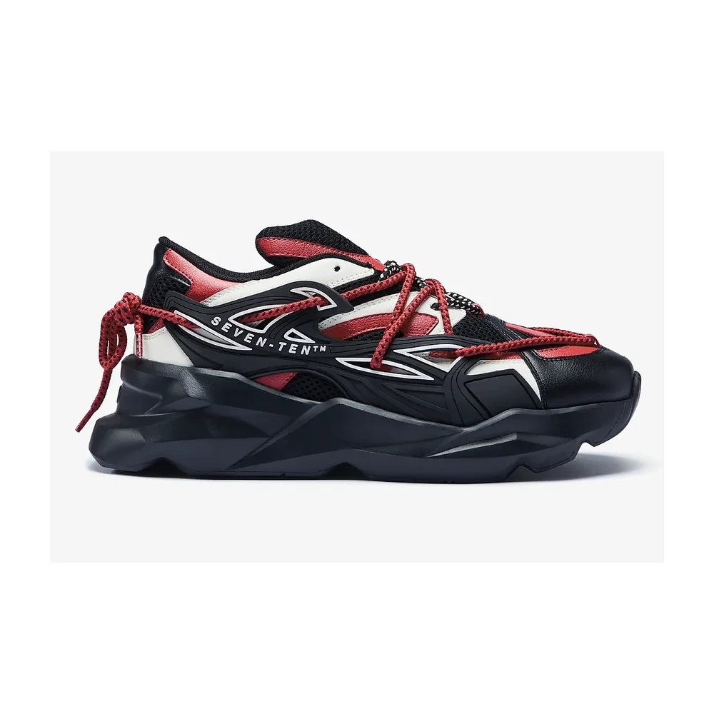 7-10 Crimson Red Low-Top Chunky Sneakers - Footwear, Bags & Leather Goods by Disruptive Fashion Pvt. Ltd.