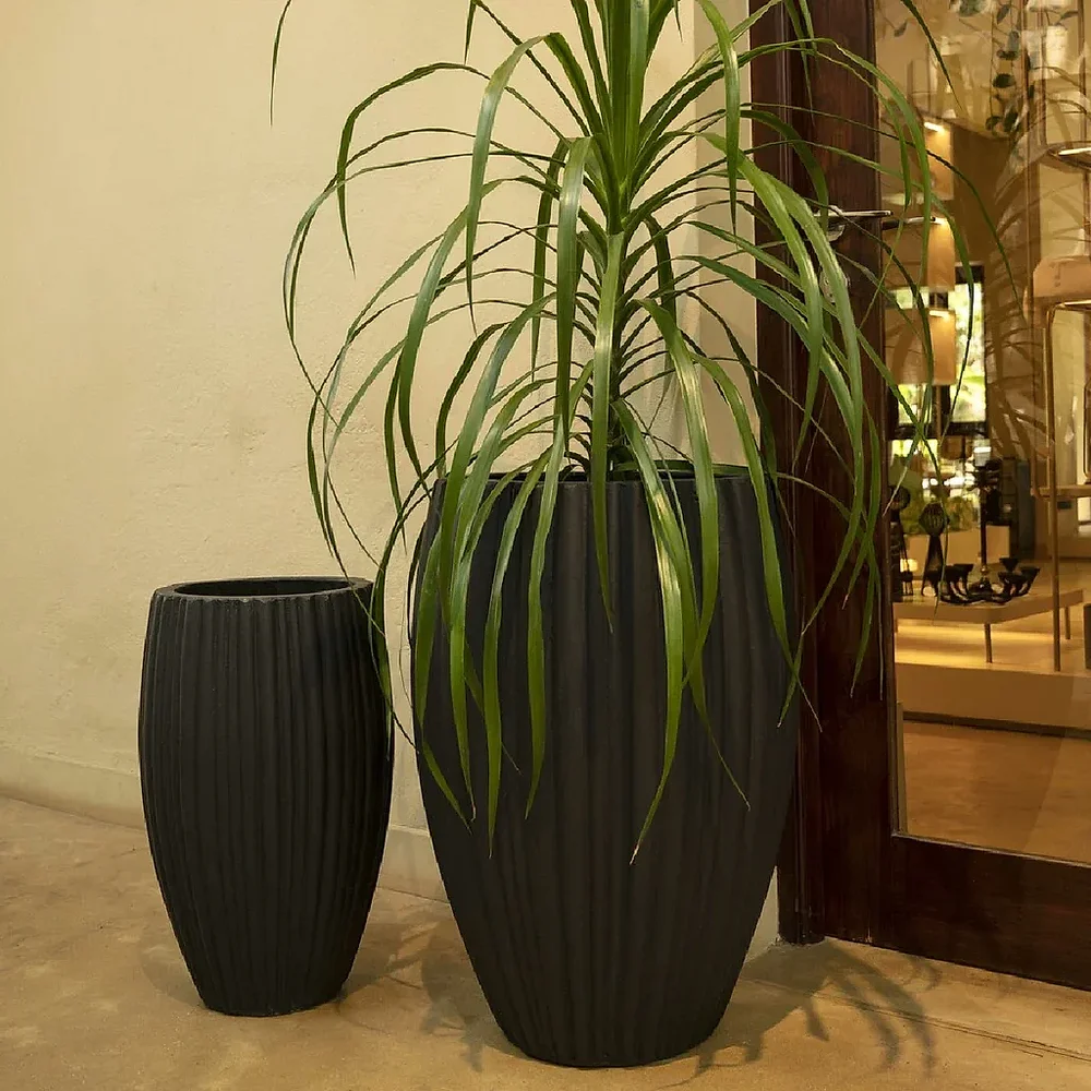 Fibre Cement Striped Planter - Construction & Building Materials by Wooden Owl Design Pvt. Ltd.