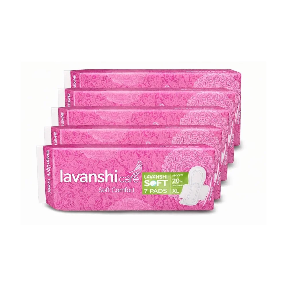 Lavanshi Care Soft Comfort Cotton XL Pads, Multi-Pack Pouch (5 x 35 pads) - Beauty & Personal Care by Lavanshi Hygiene Care