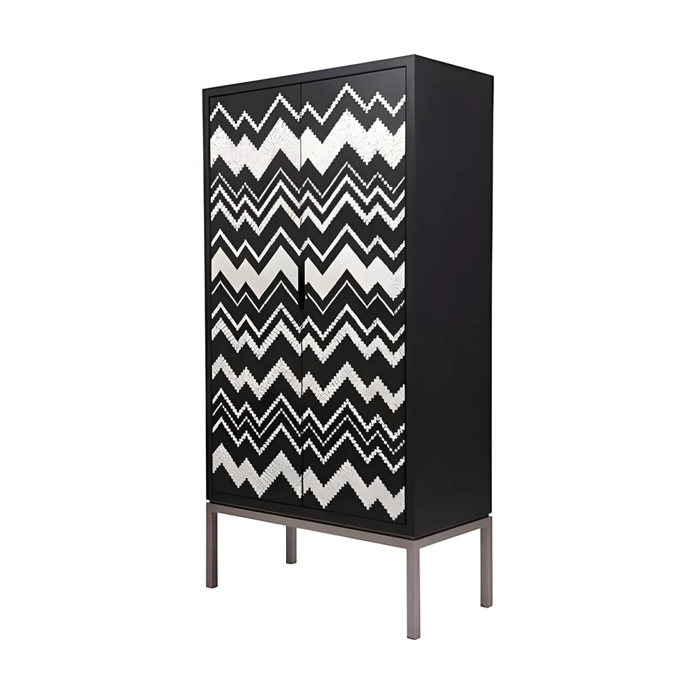 Black and White Bone Inlay Cupboard - Furniture & Interiors by Razvi Exports
