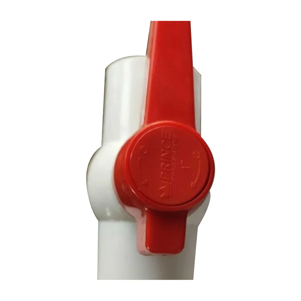 Prince UPVC High Pressure Ball Valve, 1 Inch, White and Red - Industrial Supplies & Tools by M/S. Shivam Traders