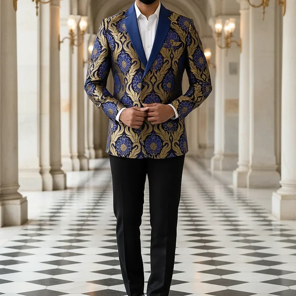 Banarasi Brocade Silk Blend Slim Fit Blazer - Textiles & Apparel by G M Apparels