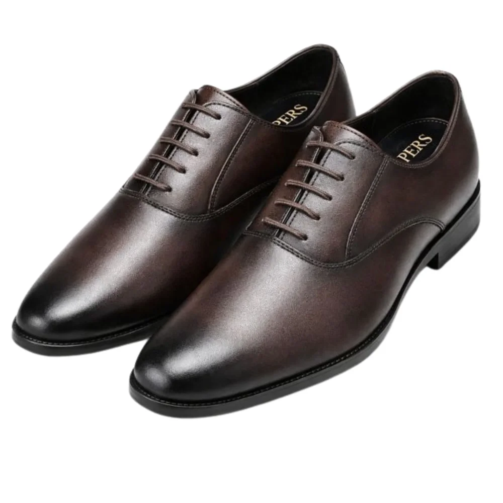 ORPERS Men's Brown Leather Plain-Toe Oxford Shoes - Footwear, Bags & Leather Goods by Axus Align